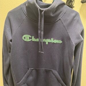 Champion Navy Blue Pullover Hoodie with Logo